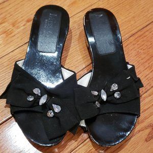 MISS GRANT BLACK WOODEN SLIP ON Mules SIZE 9.5